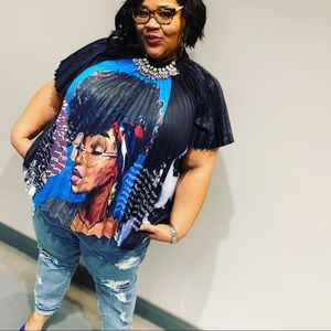 Pleated short sleeve top, 3x